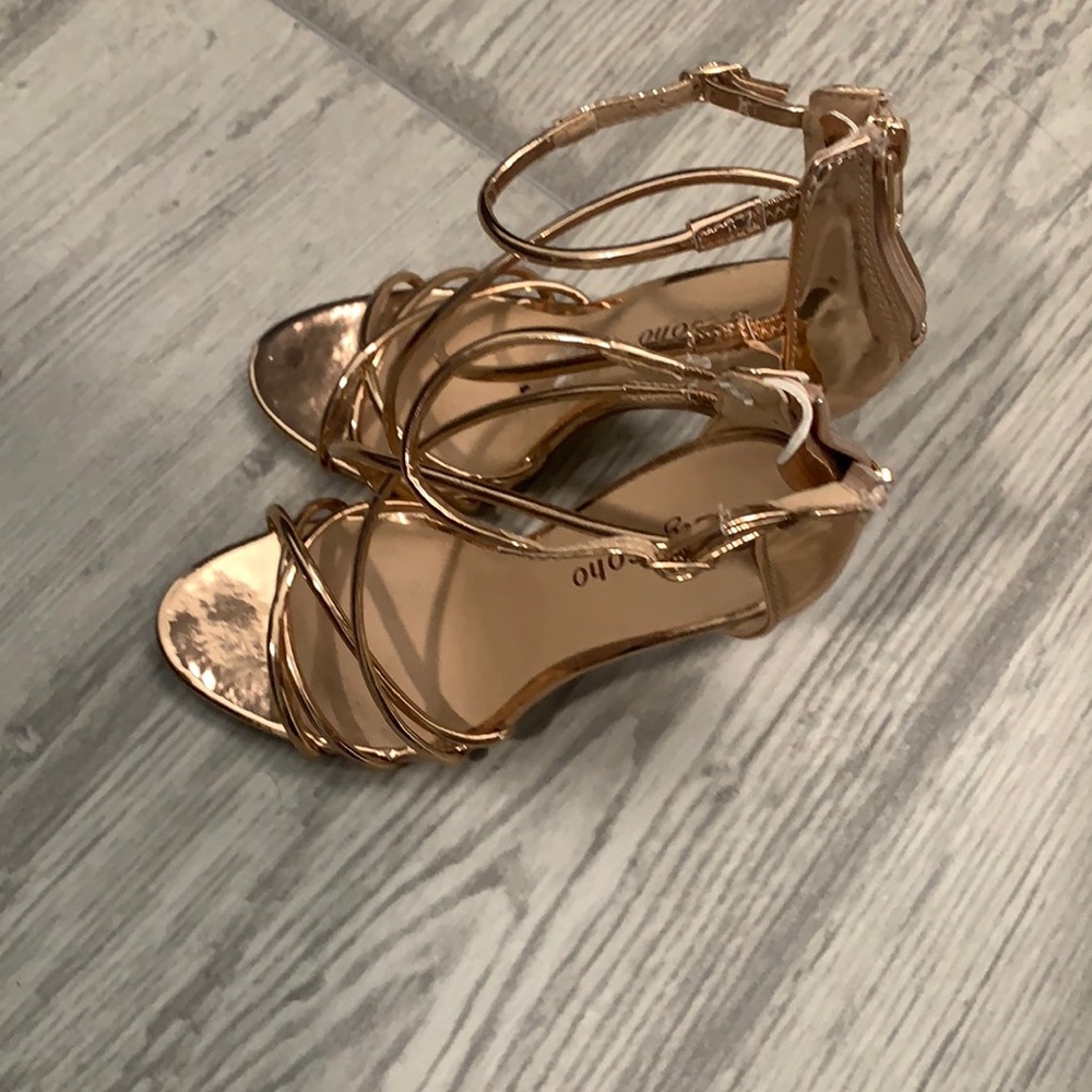Gold metallic high heel sandals